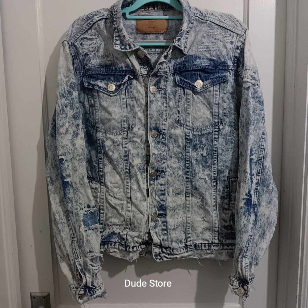 Vintage Carbon Customized & Distressed Denim Jacket - Size: XL  "Fear the Youth"